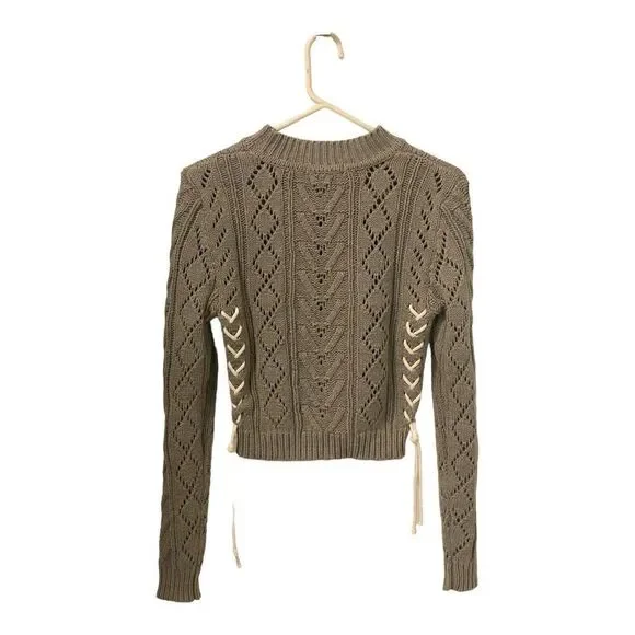 Mod On Trend Sweater Womens Medium Gray Long Sleeve Cropped Crewneck - Picture 2 of 11